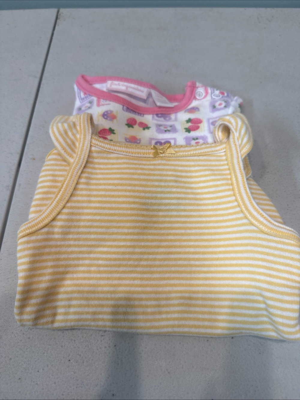 2 baby girl bodysuits 100% cotton first impressions and carters 0-3 & 3M